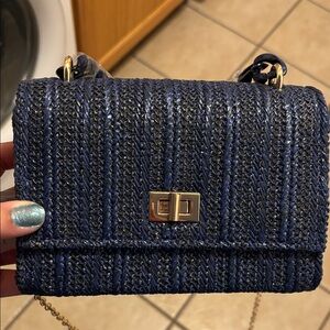 Shiraleah Navy Woven Crossbody Bag